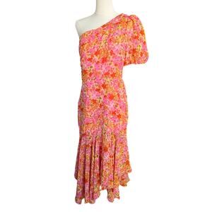 ASTR Multi Pink Floral One-Shoulder Bubble Sleeve Layered Maxi Dress